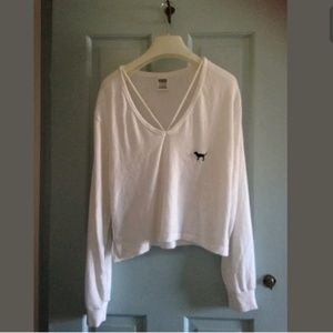 Victoria secret pink white long sleeves tee